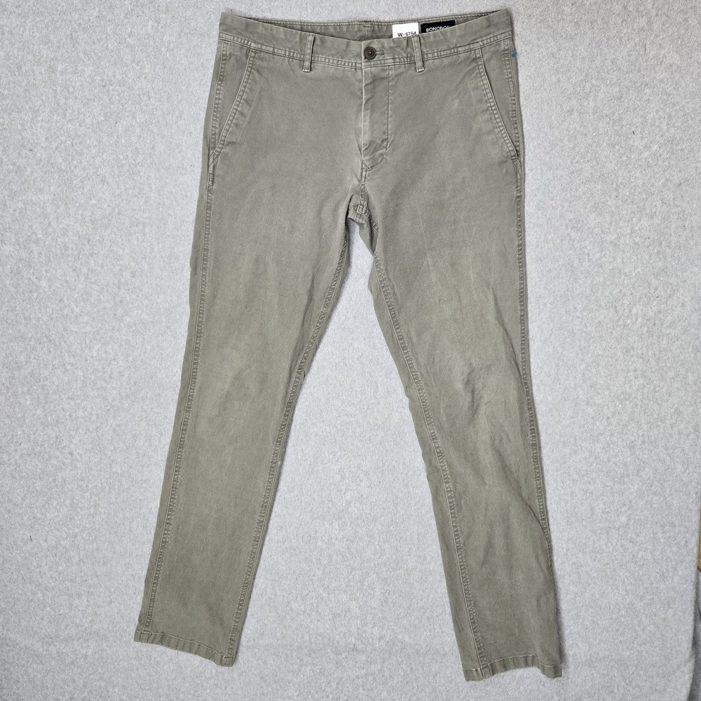 Bonobos Men Pants 32X34 Green Chino 24701-GRU32 Button Tailored 32" Inseam